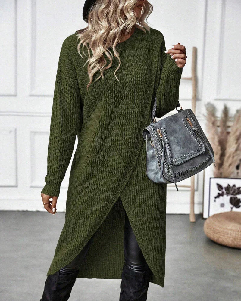 Robe pull côtelée à base portefeuille — Amielle Paris