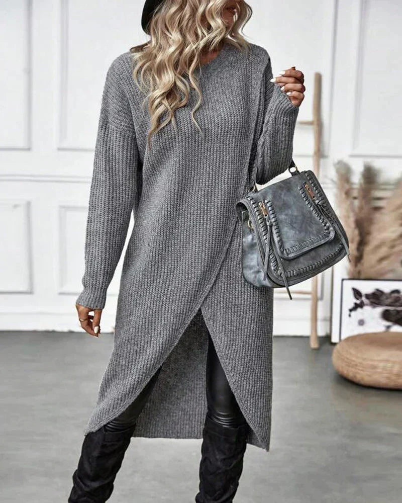 Robe pull côtelée à base portefeuille — Amielle Paris