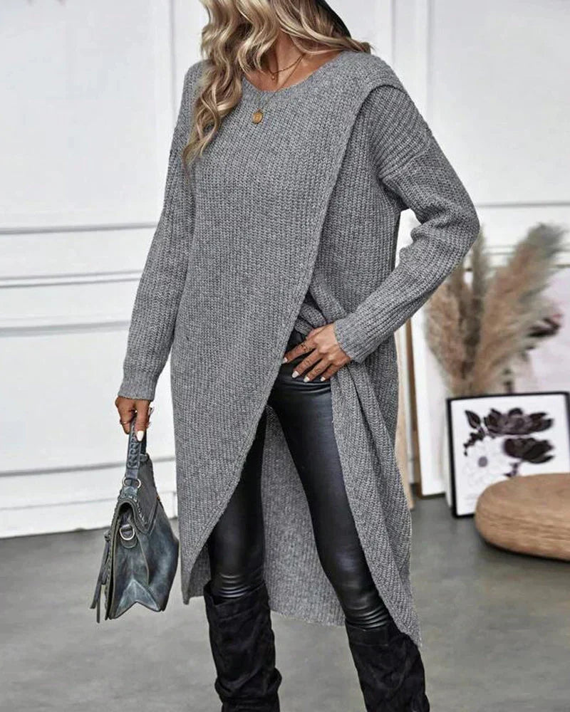 Robe pull côtelée à base portefeuille — Amielle Paris