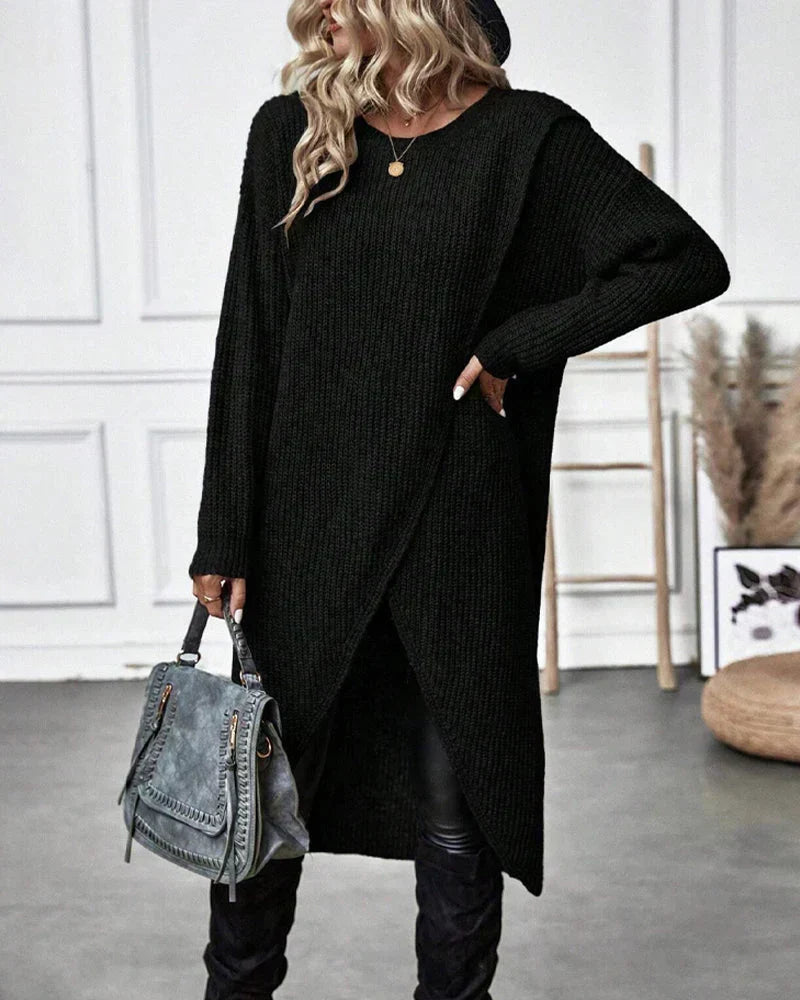 Robe pull côtelée à base portefeuille — Amielle Paris