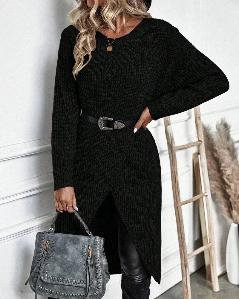 Robe pull côtelée à base portefeuille — Amielle Paris