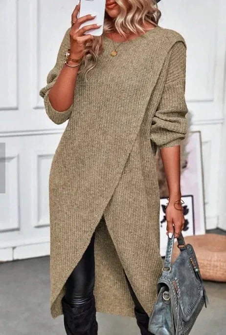 Robe pull côtelée à base portefeuille — Amielle Paris