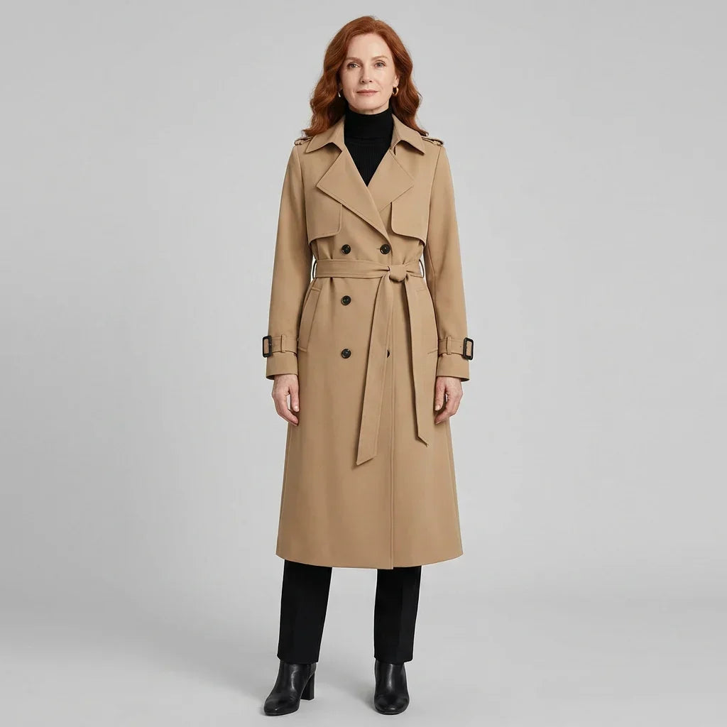 Trench à revers crantés et taille ceinturée — Amielle Paris