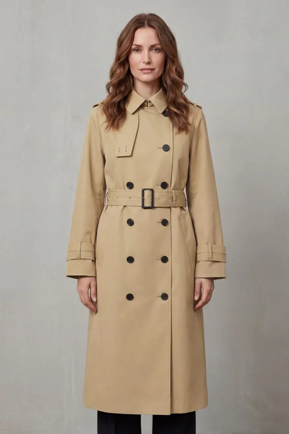 Trench croisé ceinturé à coupe structurée — Amielle Paris