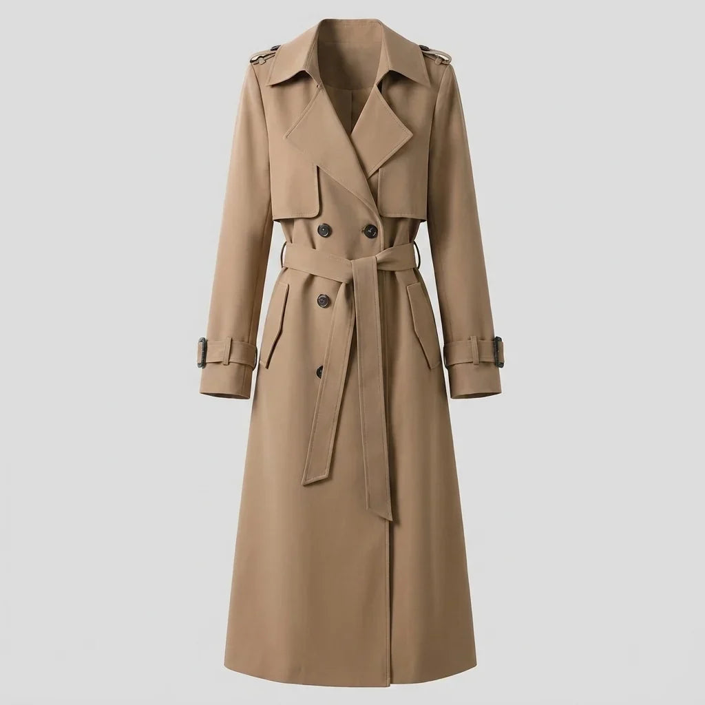 Trench à revers crantés et taille ceinturée — Amielle Paris