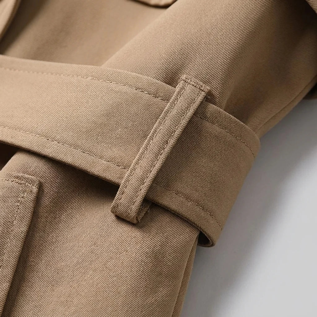 Trench à revers crantés et taille ceinturée — Amielle Paris