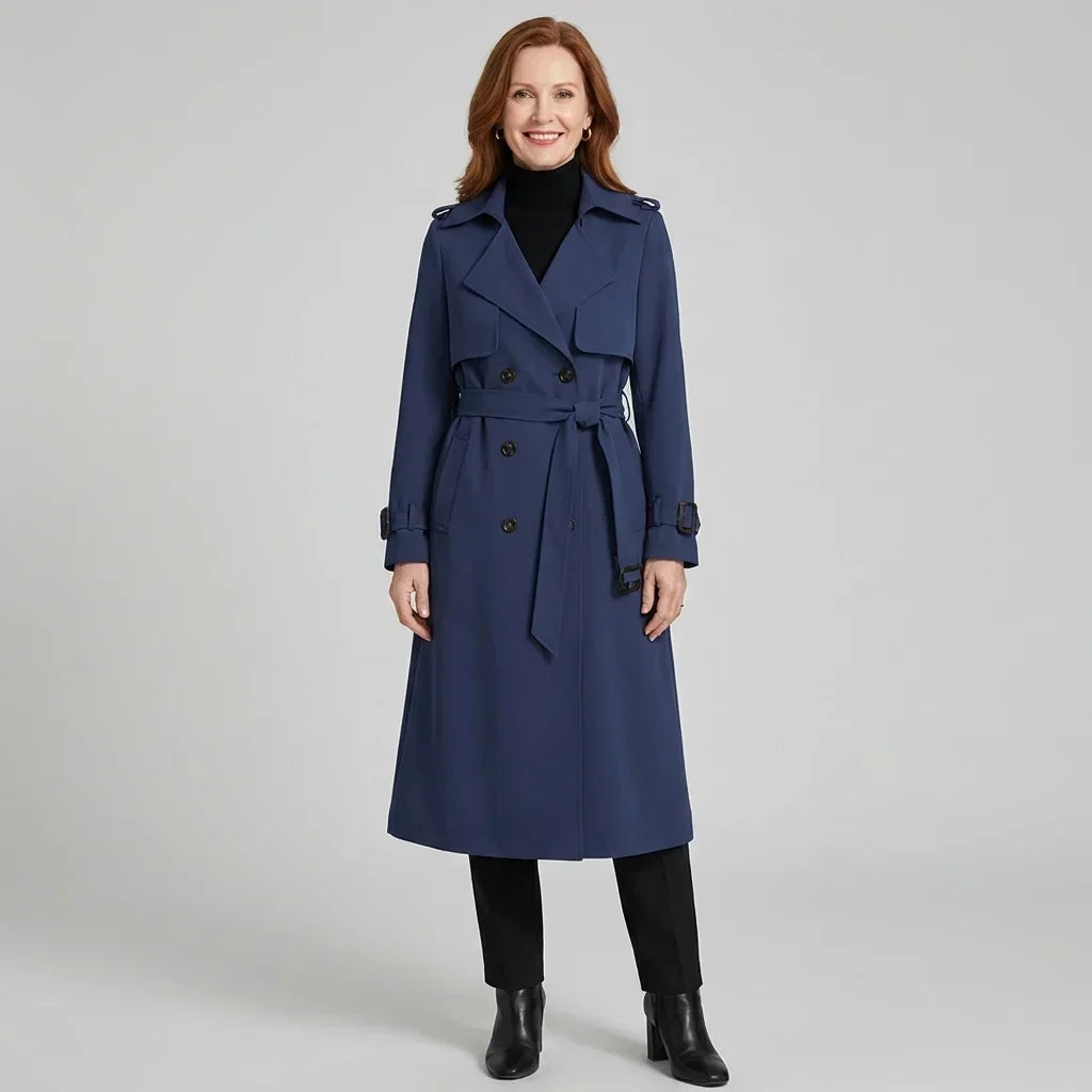 Trench à revers crantés et taille ceinturée — Amielle Paris