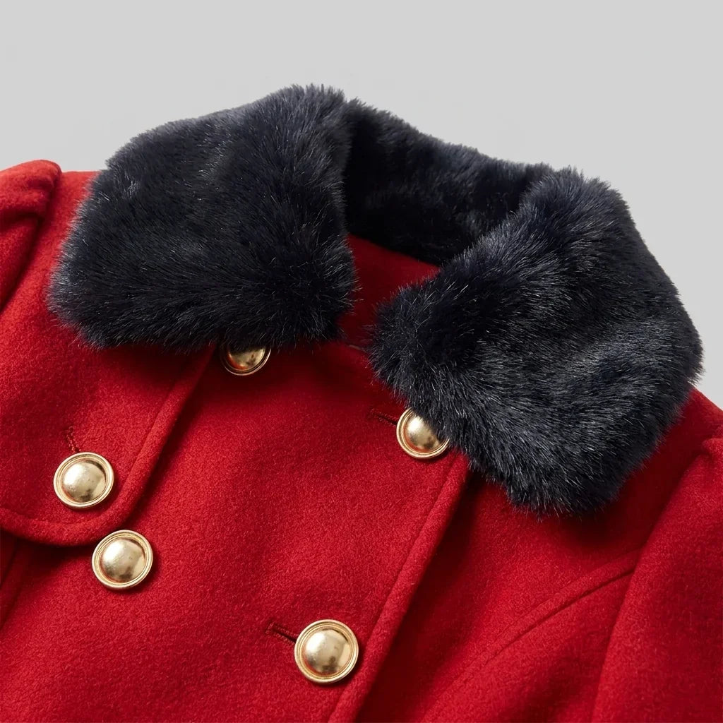 Manteau évasé à col en fausse fourrure — Amielle Paris