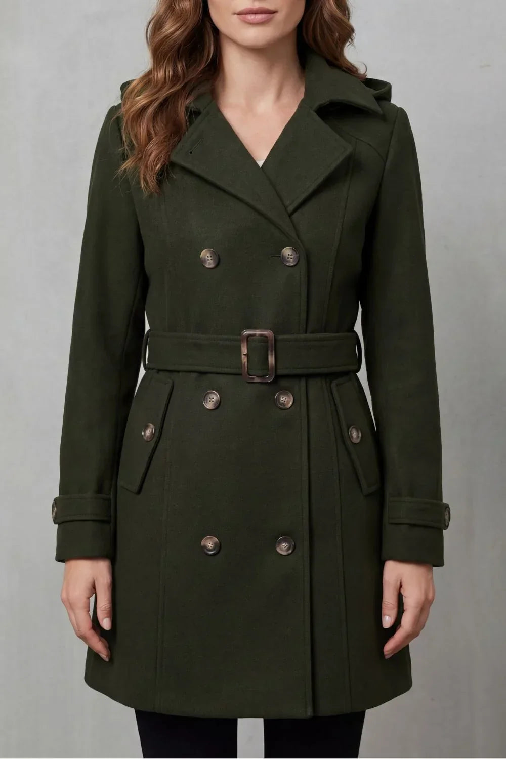 Manteau croisé ceinturé à revers — Amielle Paris