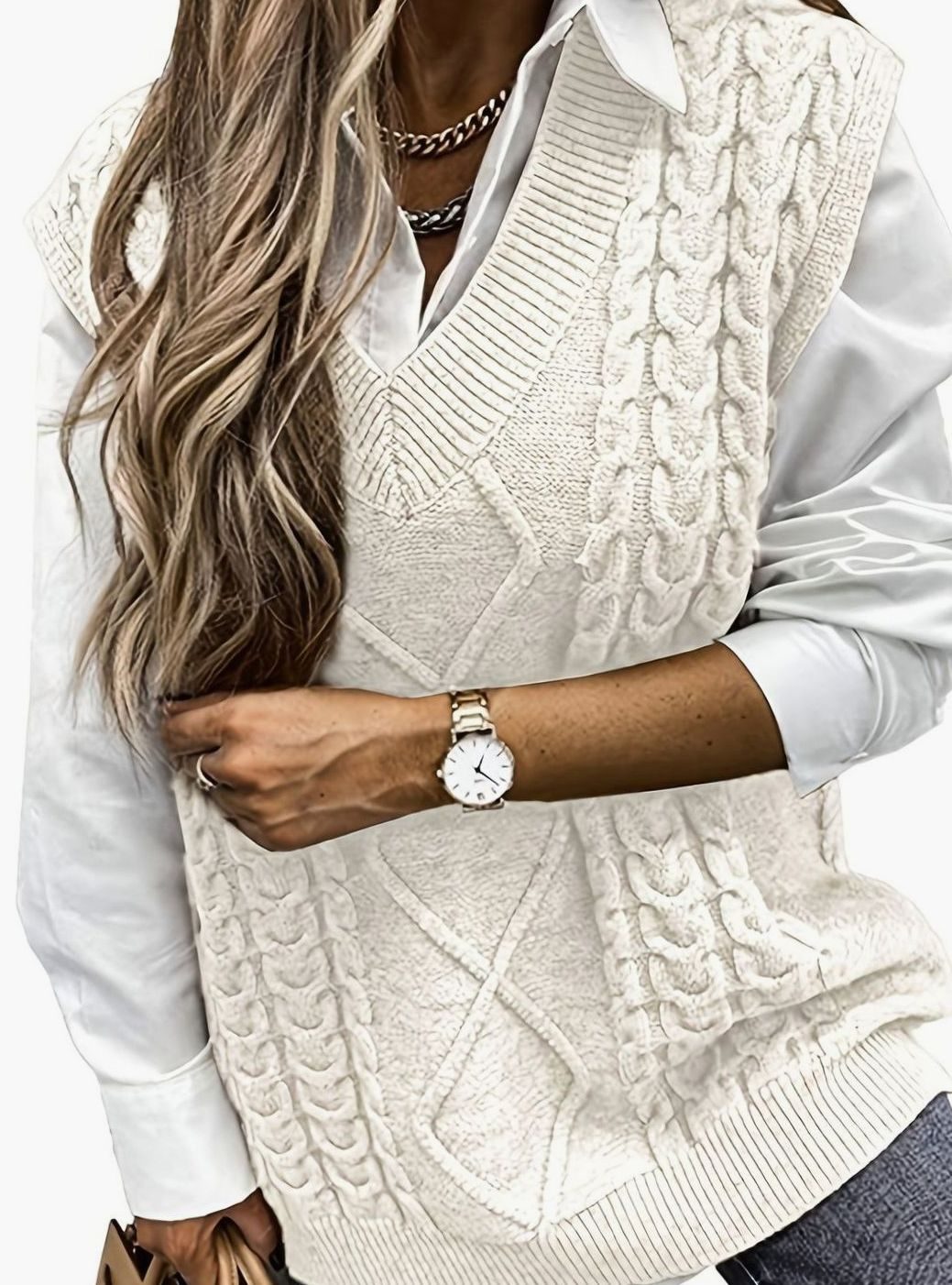 Pull ample sans manches torsadé à col V — Amielle Paris