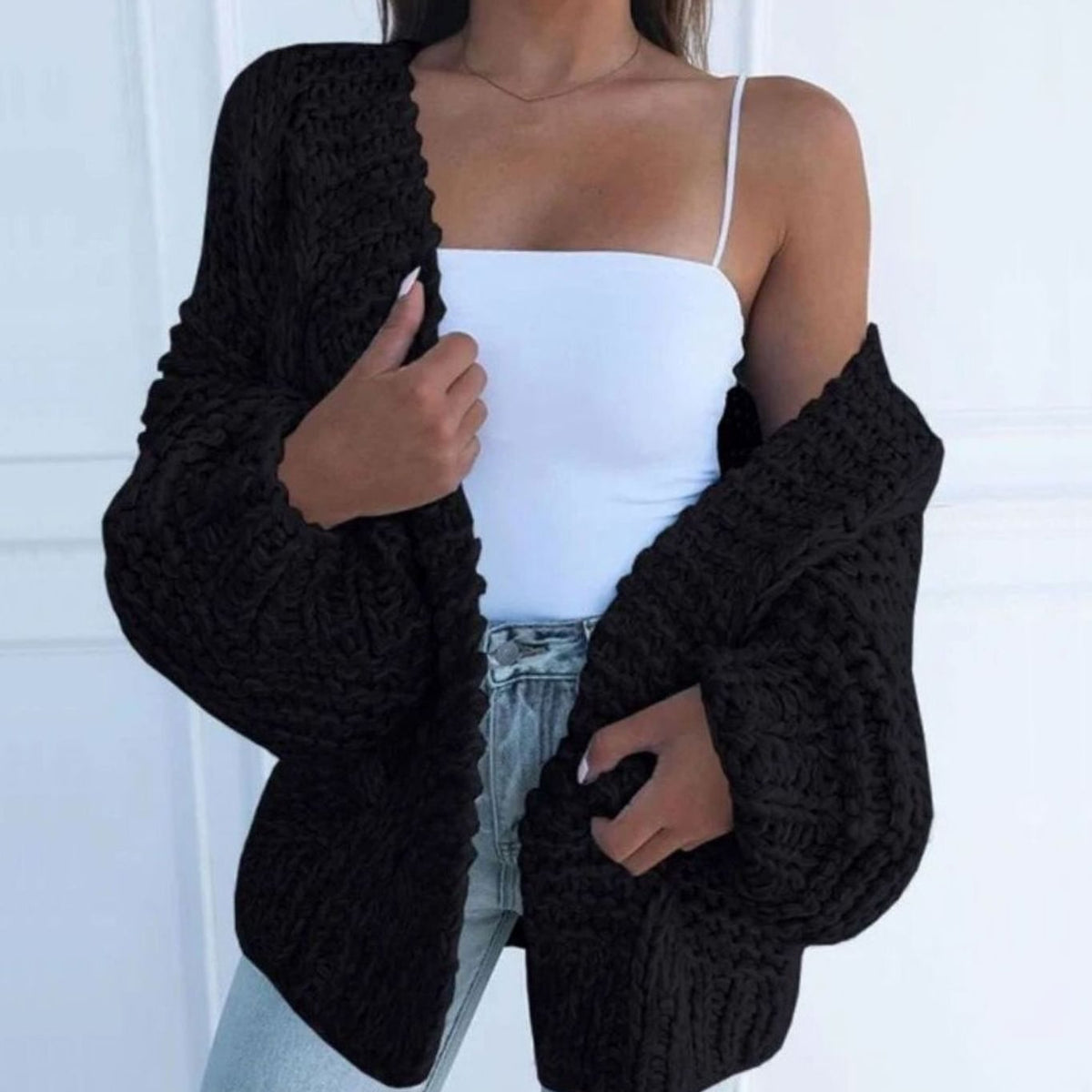 Gilet ample ouvert en grosse maille — Amielle Paris