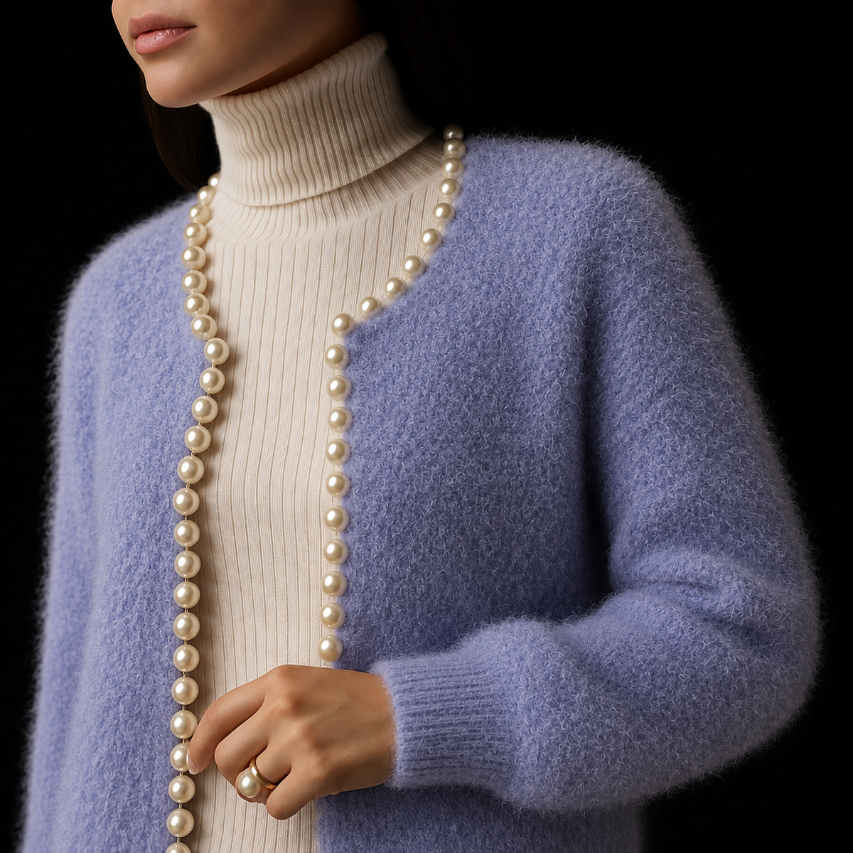 Gilet court duveteux à bordure de perles — Amielle Paris