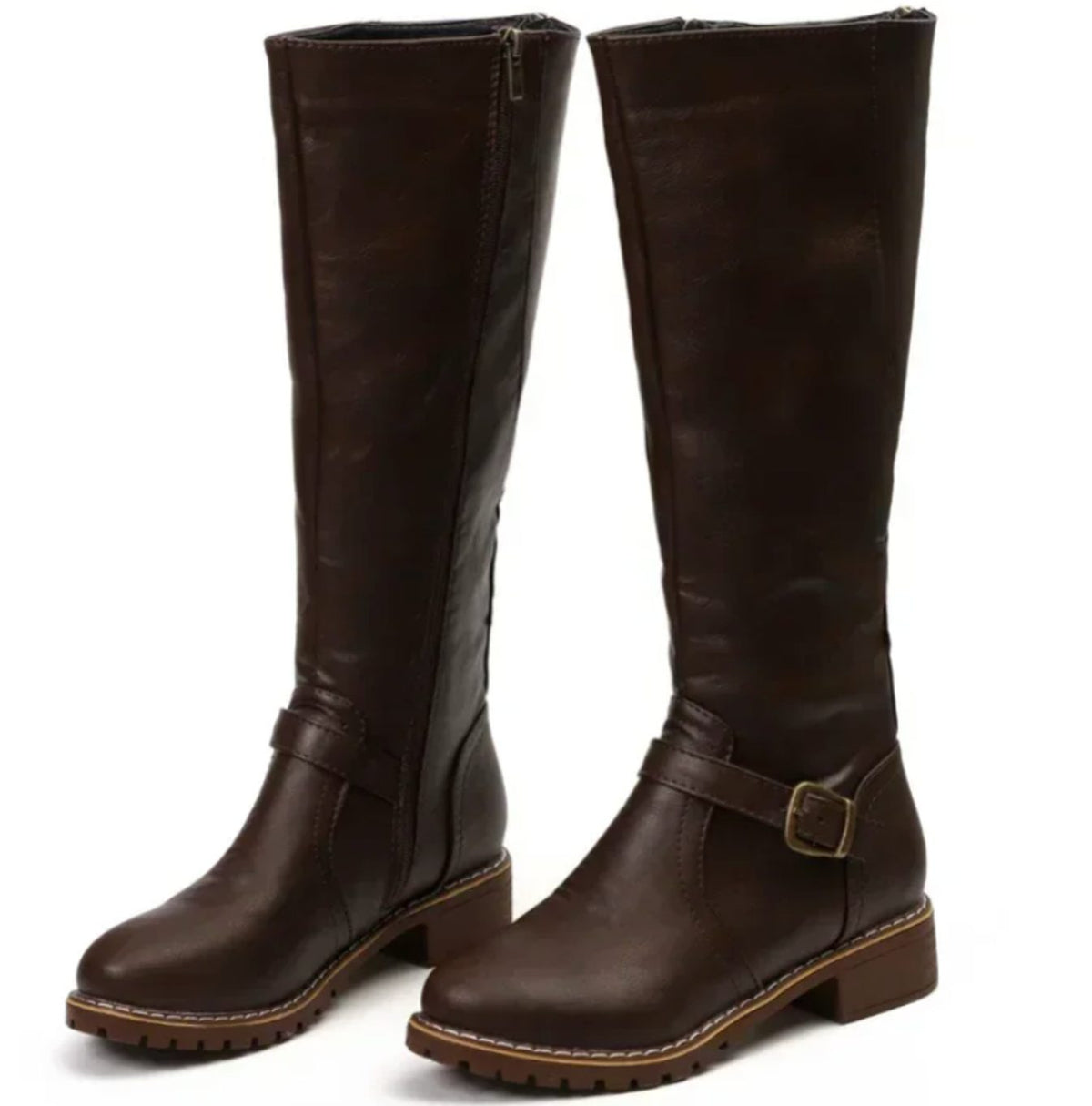 Bottes cavalières à bride de cheville et petit talon — Amielle Paris