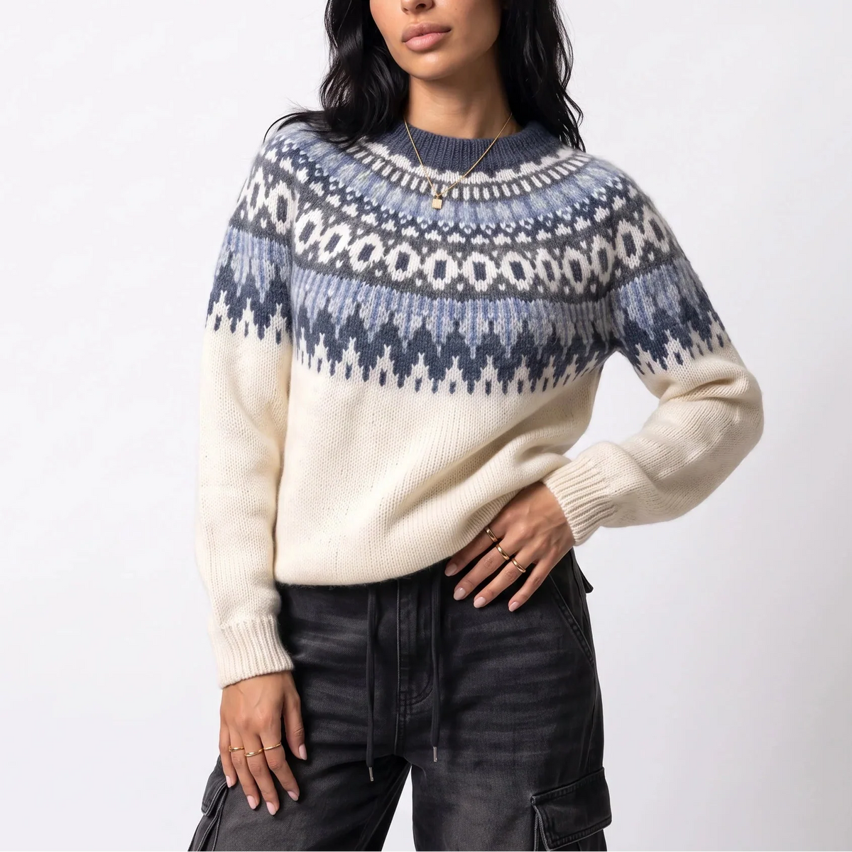 Pull en maille à motif nordique traditionnel — Amielle Paris