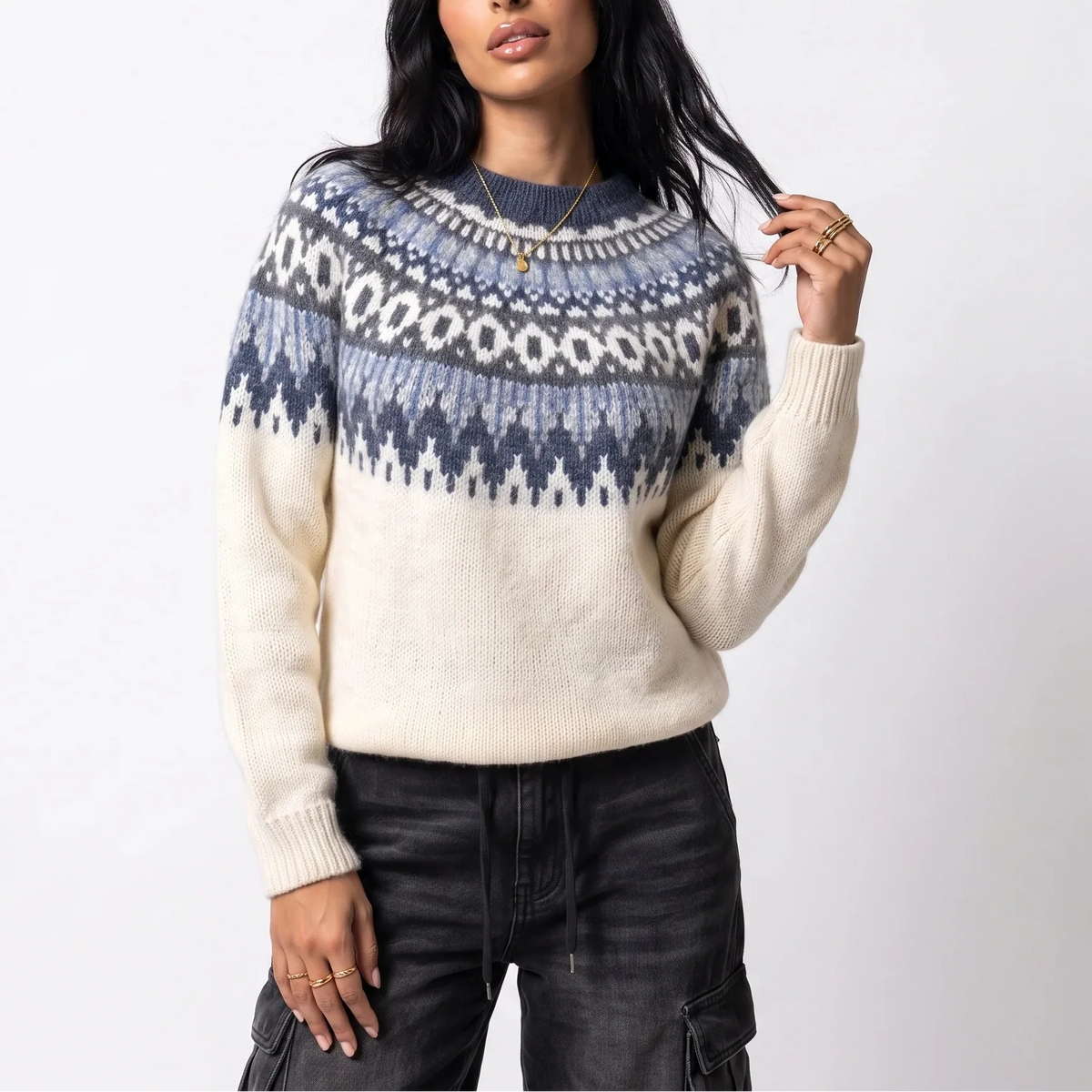 Pull en maille à motif nordique traditionnel — Amielle Paris