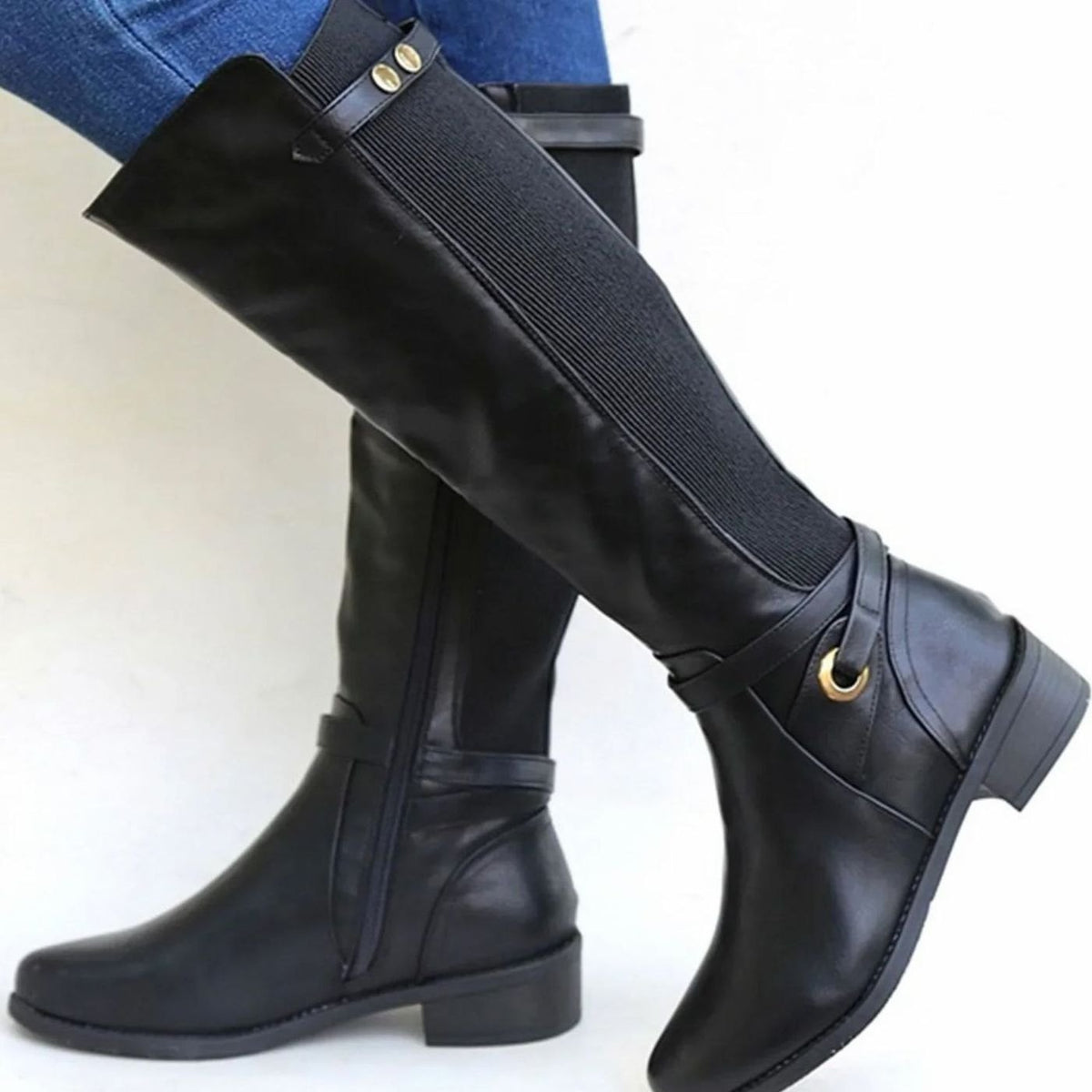 Bottes hautes à empiècement élastique — Amielle Paris