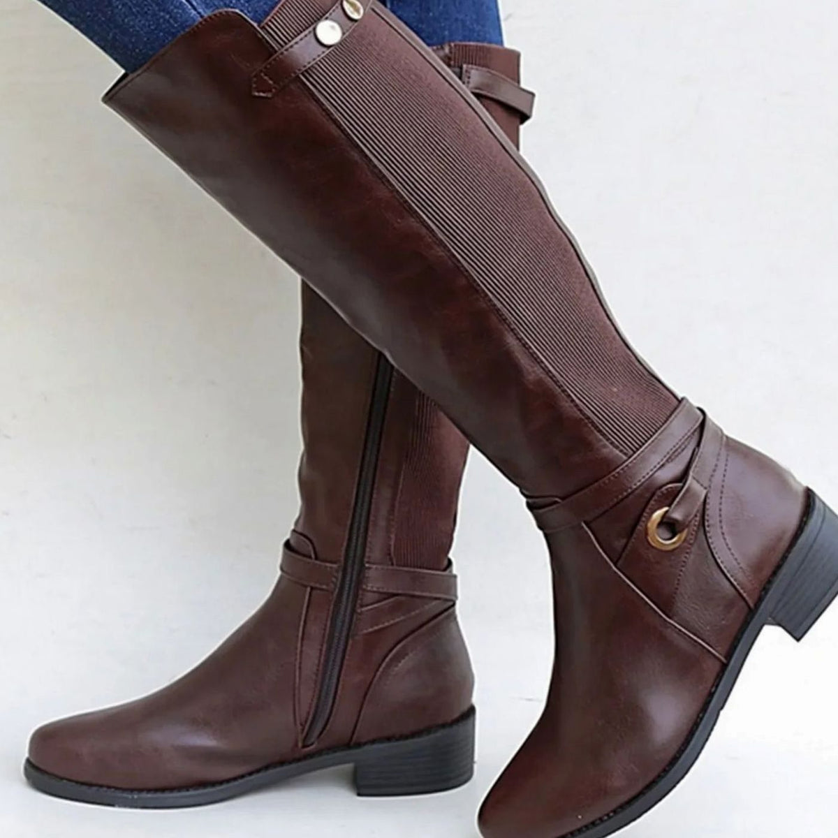 Bottes hautes à empiècement élastique — Amielle Paris