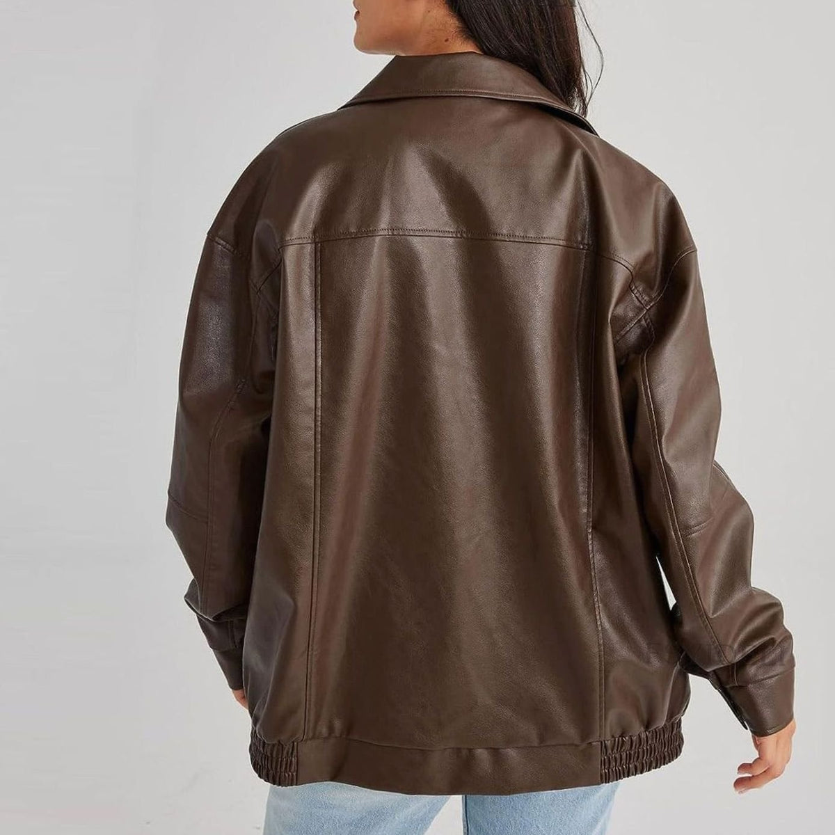 Veste ample aspect cuir à épaules tombantes — Amielle Paris