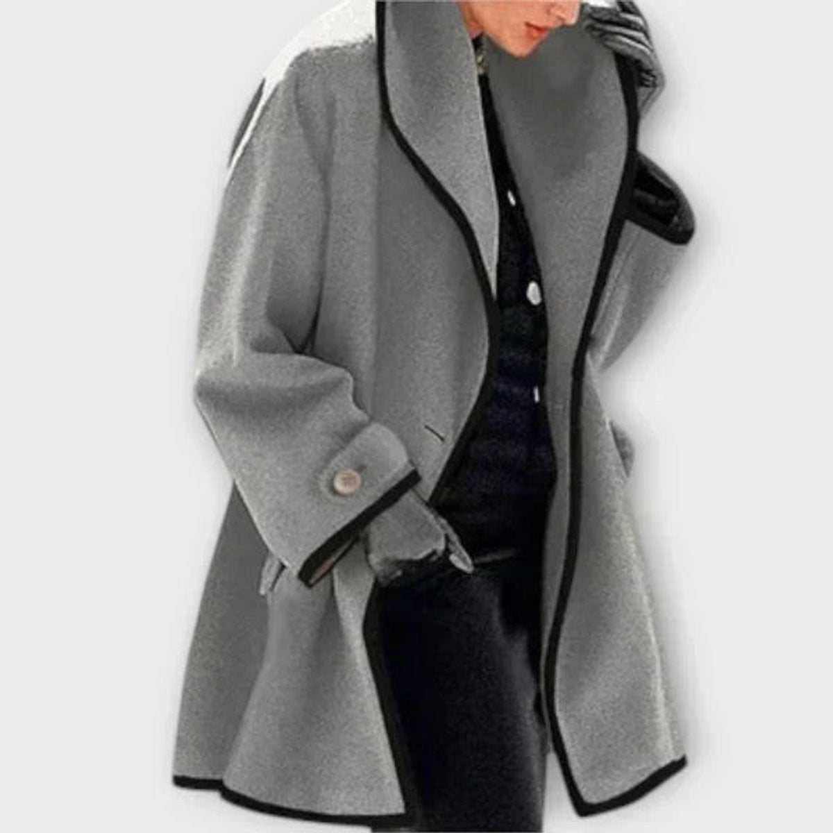 Manteau ample évasé à bordures contrastantes — Amielle Paris