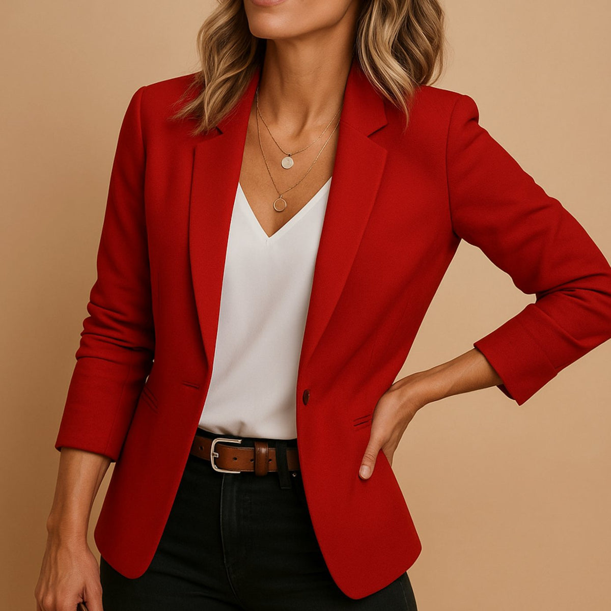 Blazer cintré à revers et bouton unique — Amielle Paris