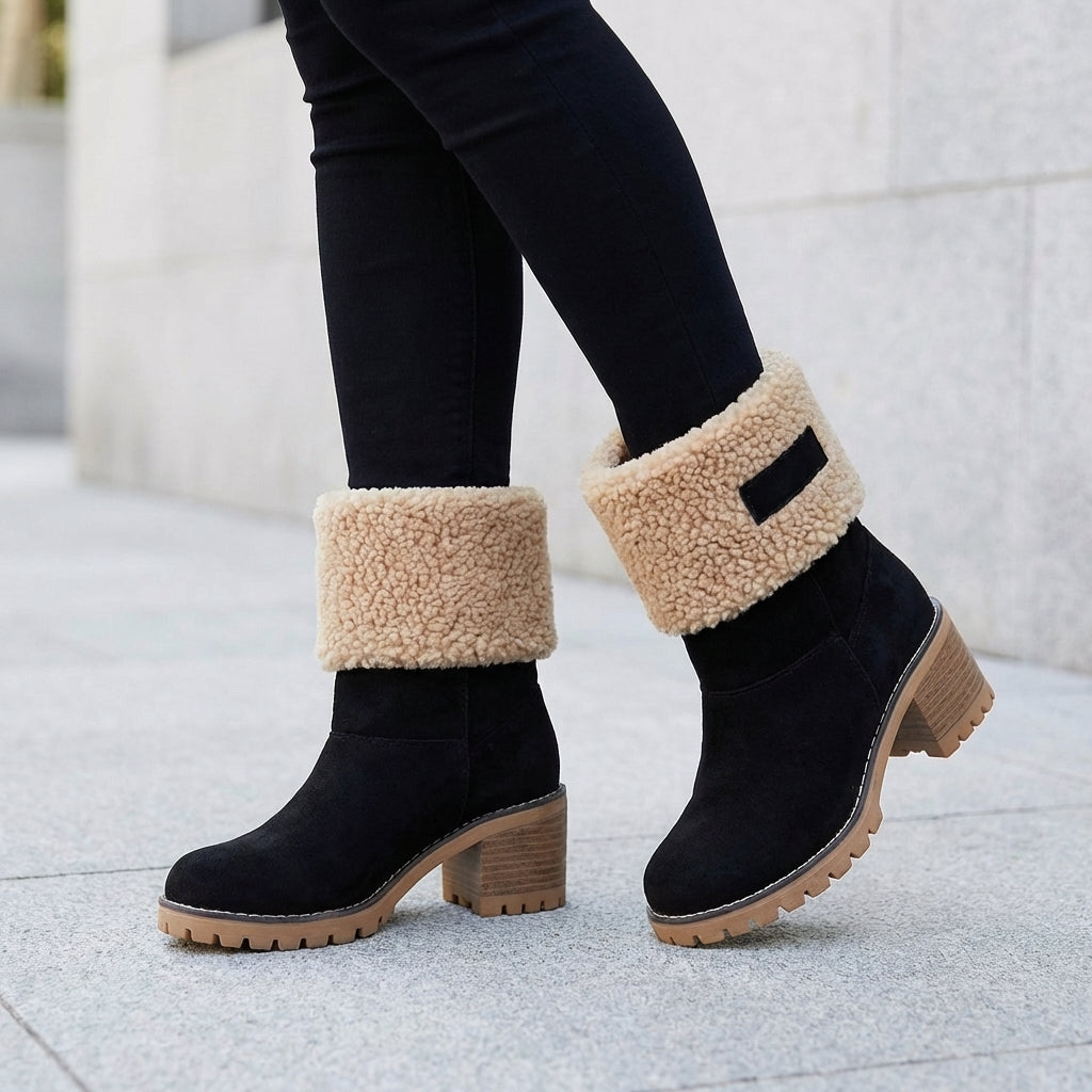 Bottines d'hiver à revers en fausse fourrure — Amielle Paris
