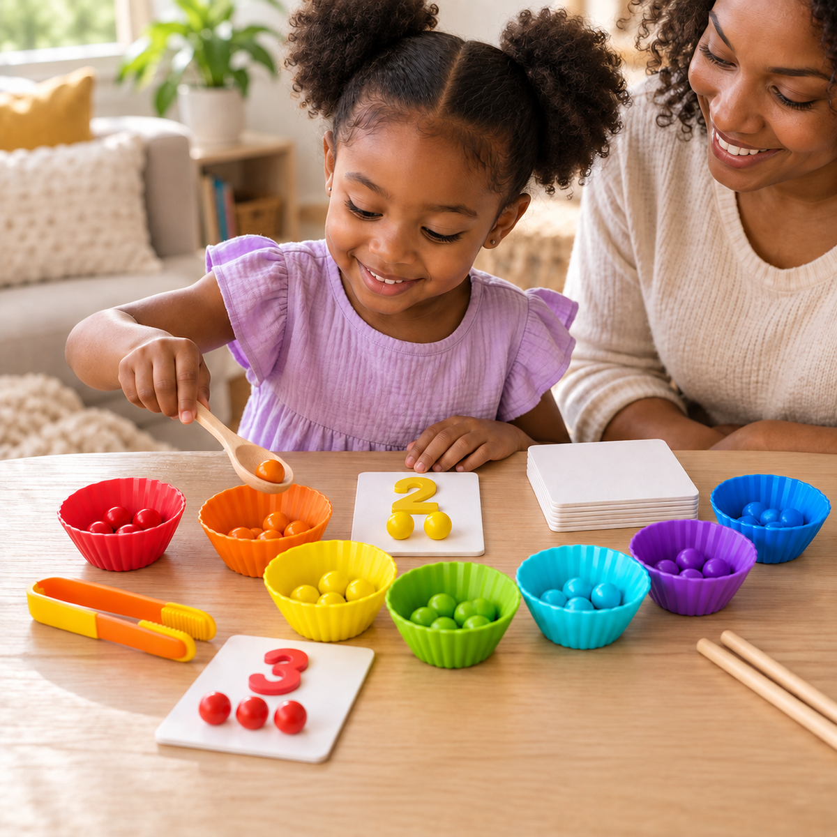 Jeu de tri de perles avec 7 bols colorés — vue 2