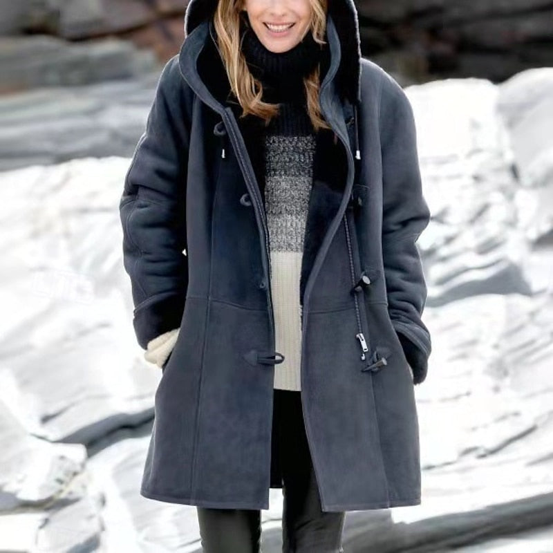 Delphine | Manteau à capuche et brandebourgs — Amielle Paris
