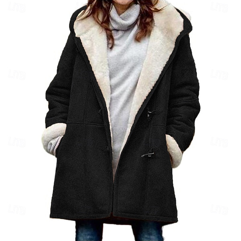 Delphine | Manteau à capuche et brandebourgs — Amielle Paris