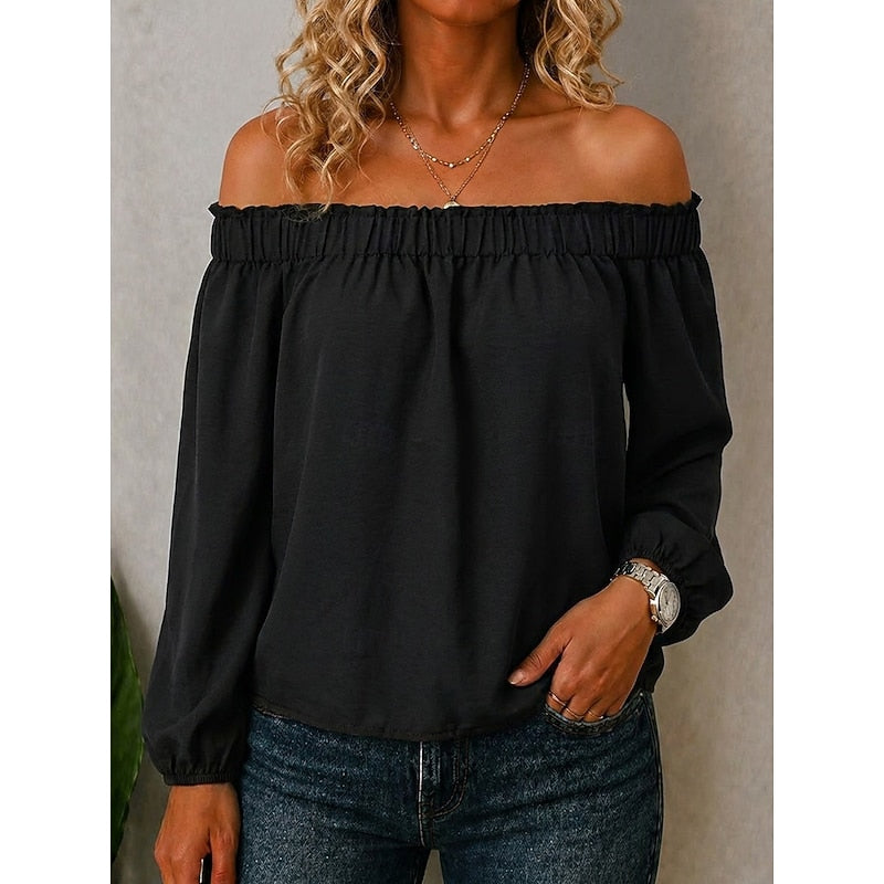 Blouse à épaules dénudées et volants — Amielle Paris