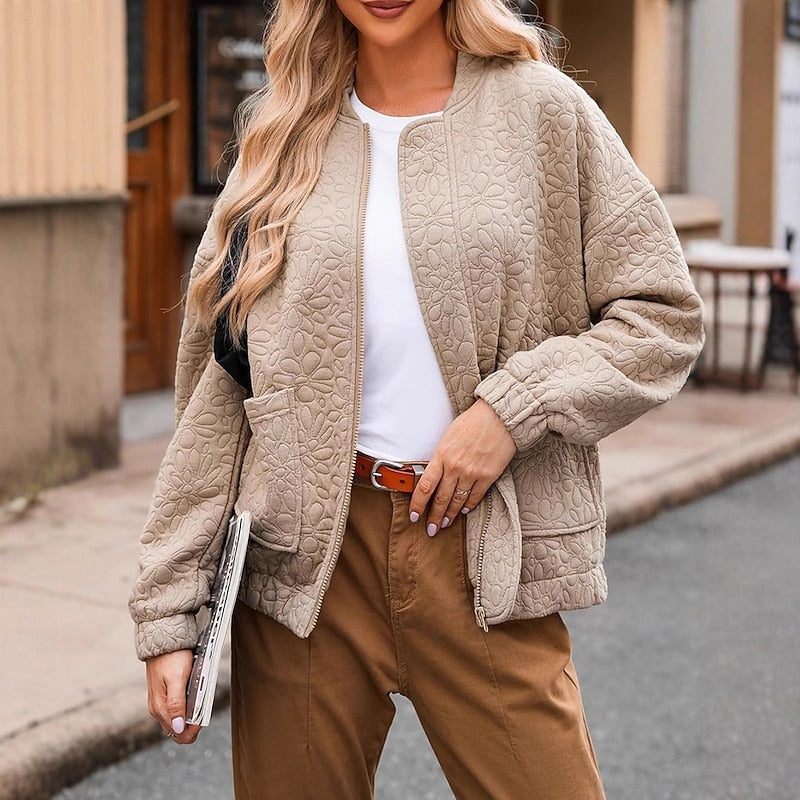 Blouson matelassé floral à col montant — Amielle Paris
